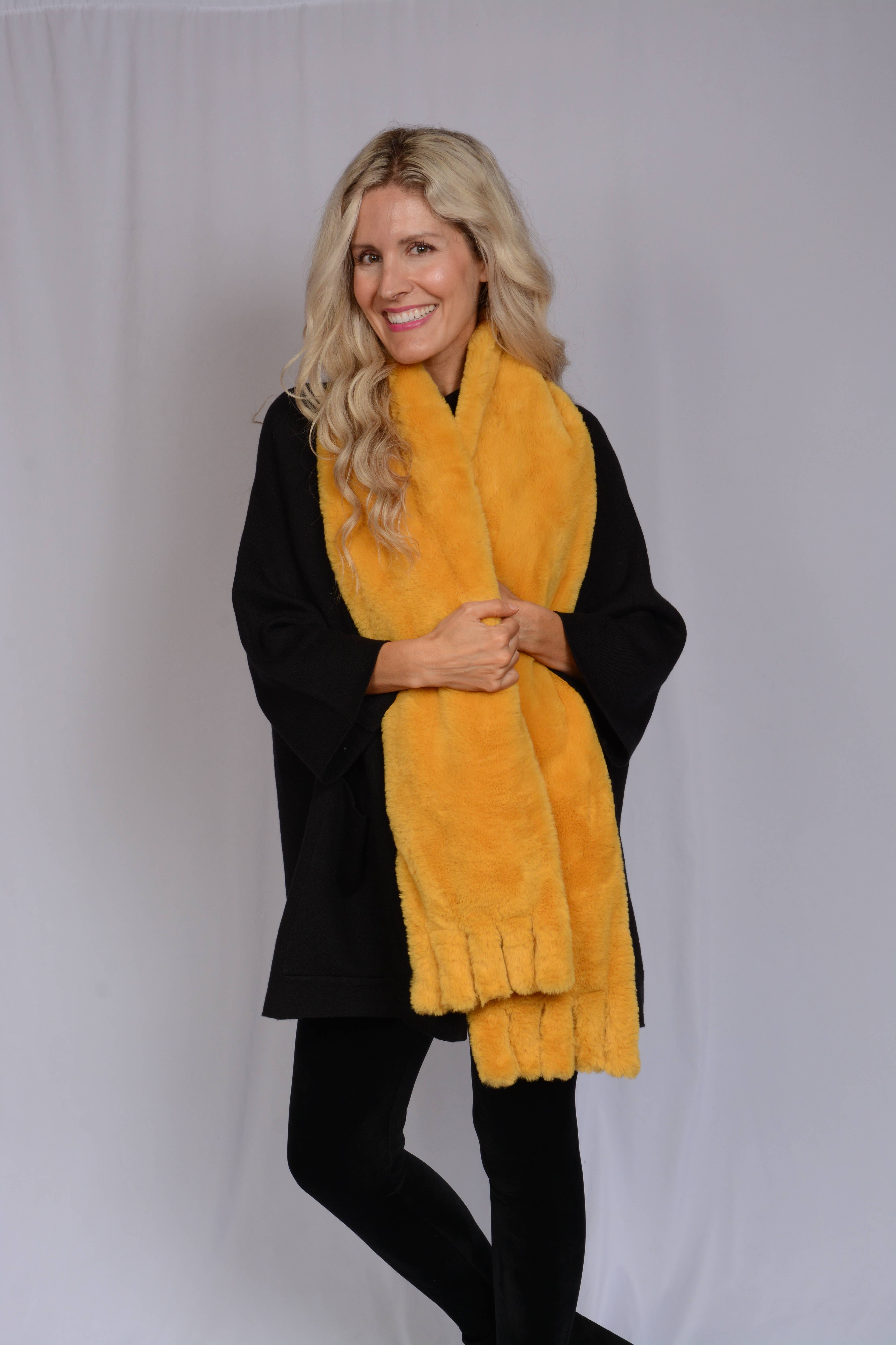 Kaleidoscope Accessories - Wholesale Scarf - Women's - Scarf Faux Fur Pocket with Fringe, 6 Assorted7