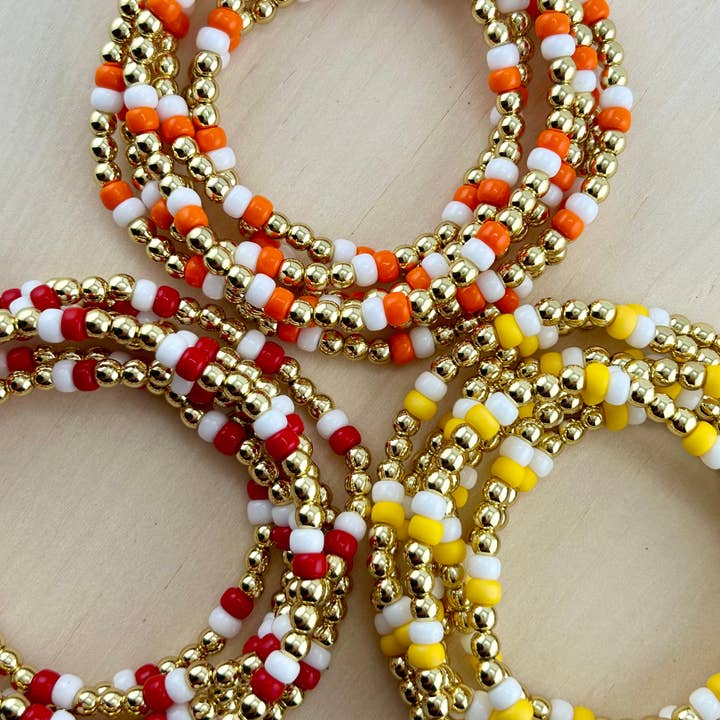 Back Bay Bead Company - Wholesale Beaded Bracelet - Game Day Gold Color Bracelets Sports Beaded2