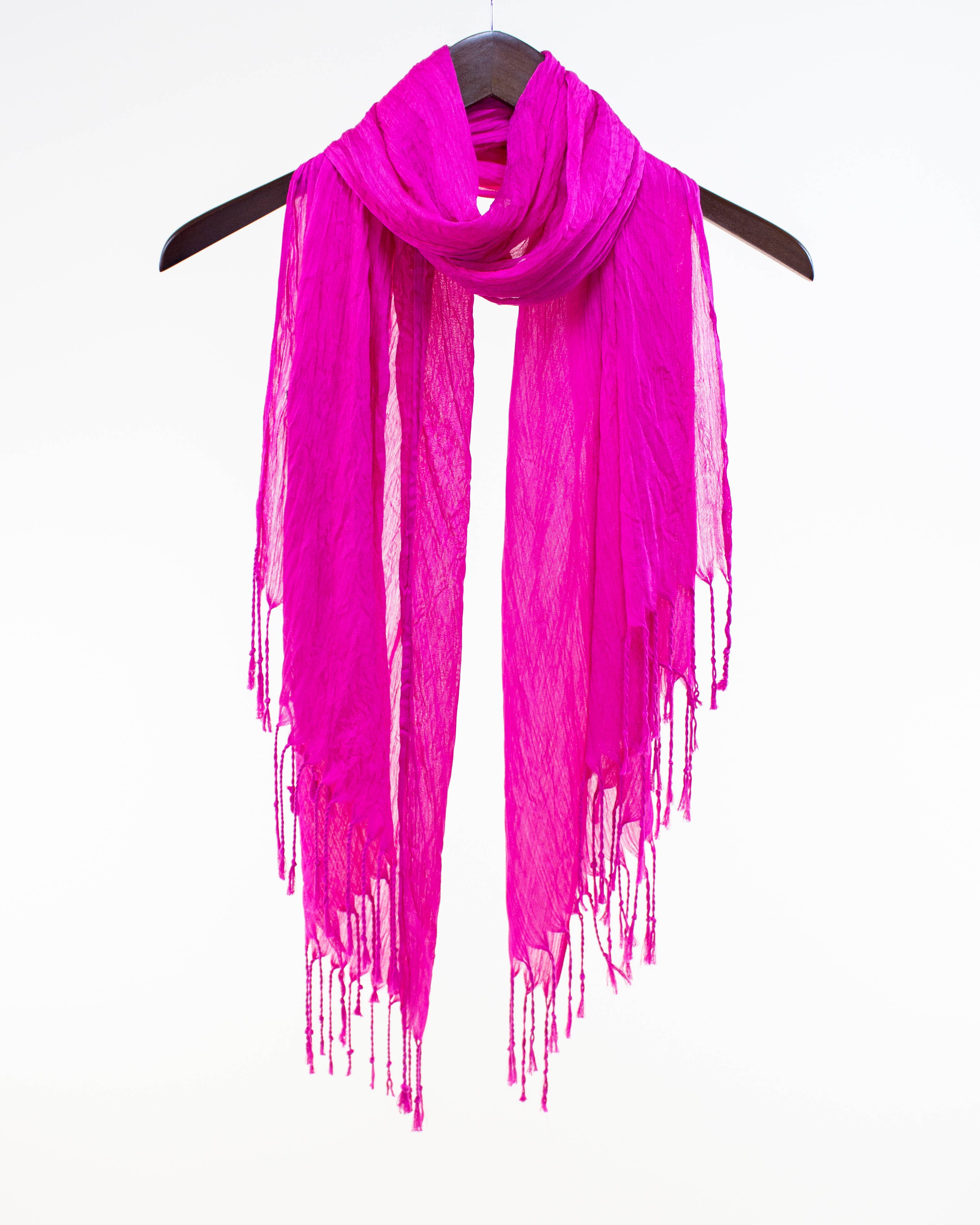 Original USA - Wholesale Scarf - Women's - Sheer Solid Scarf with Fringe6