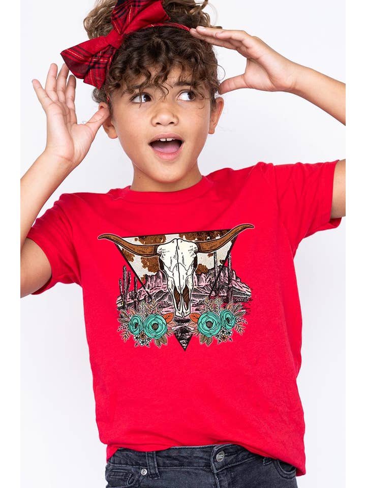 Desert Cow skull Kids Graphic T Shirts for wholesale by COLORBEAR