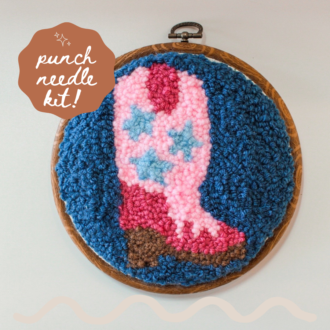 Homebody DIY – wholesale Embroidery/cross-stitch supplies – Cowboy Boot Beginner DIY Punch Needle Kit  0