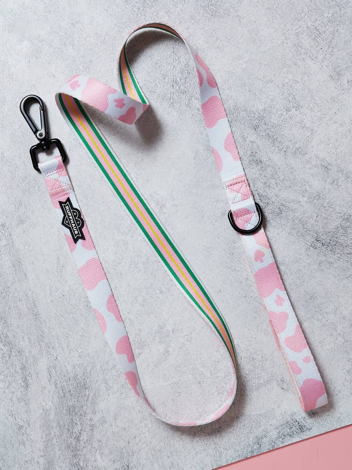 Pink Moo'd Dog Leash for wholesale by Ruffhaus NYC
