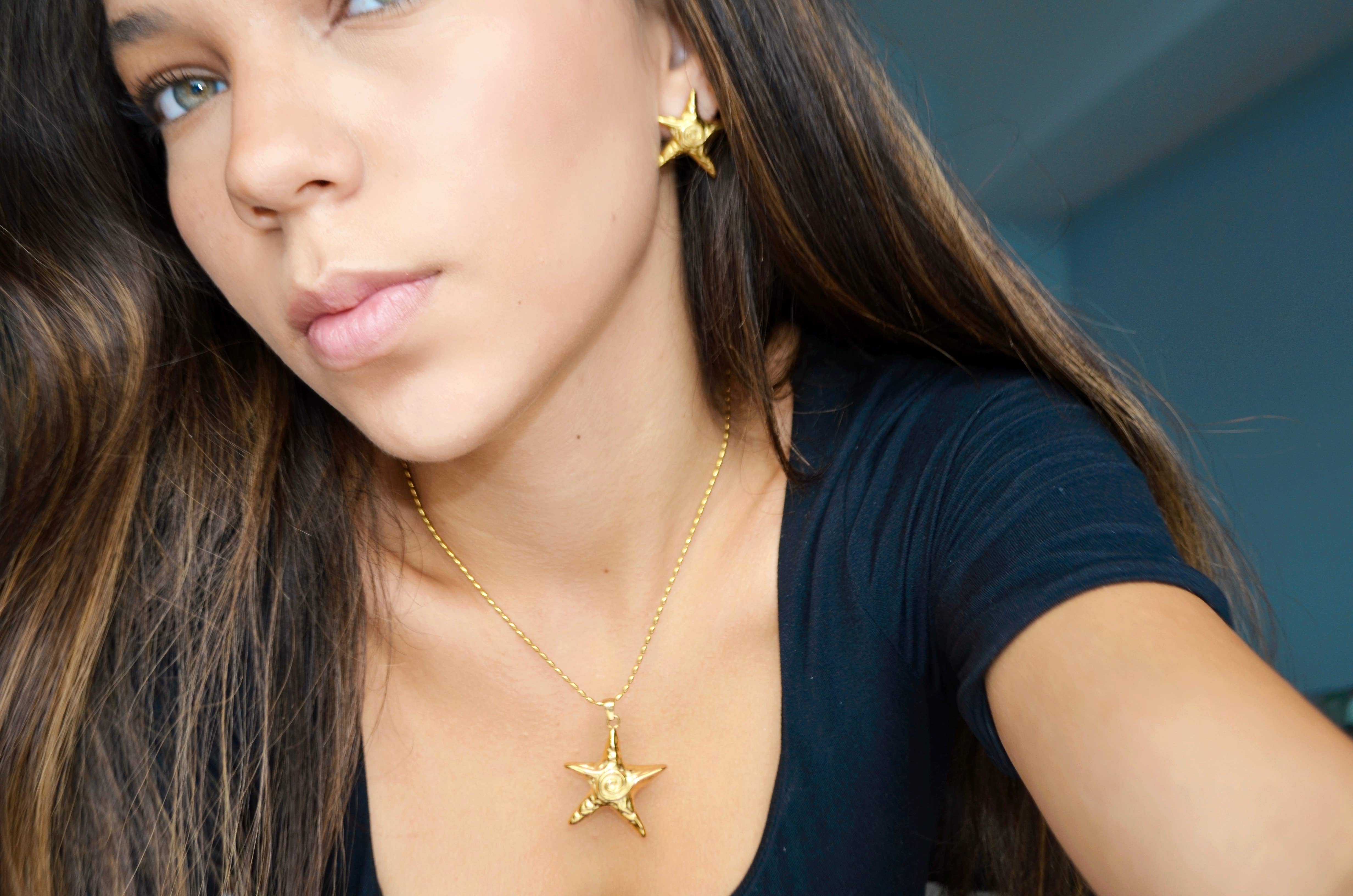 AzzaikJewelry - Wholesale Link & Chain Necklace - Big Statement Star Necklace and Earrings Set2