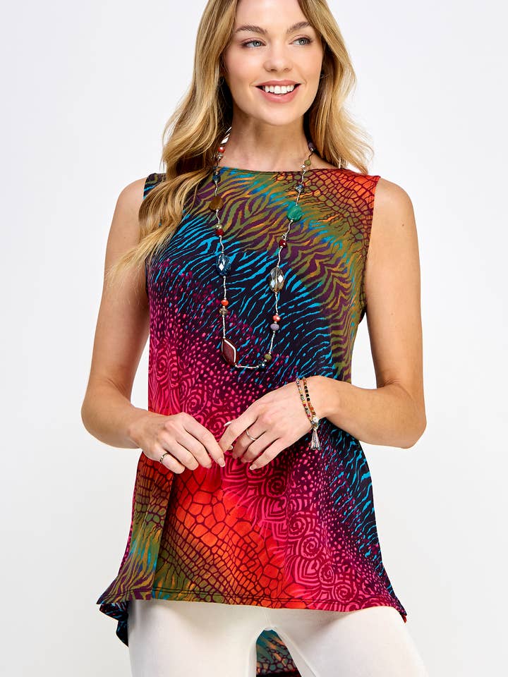 Print Boat Neckline Top-2063HT-TRP1-W182 for wholesale by Jostar