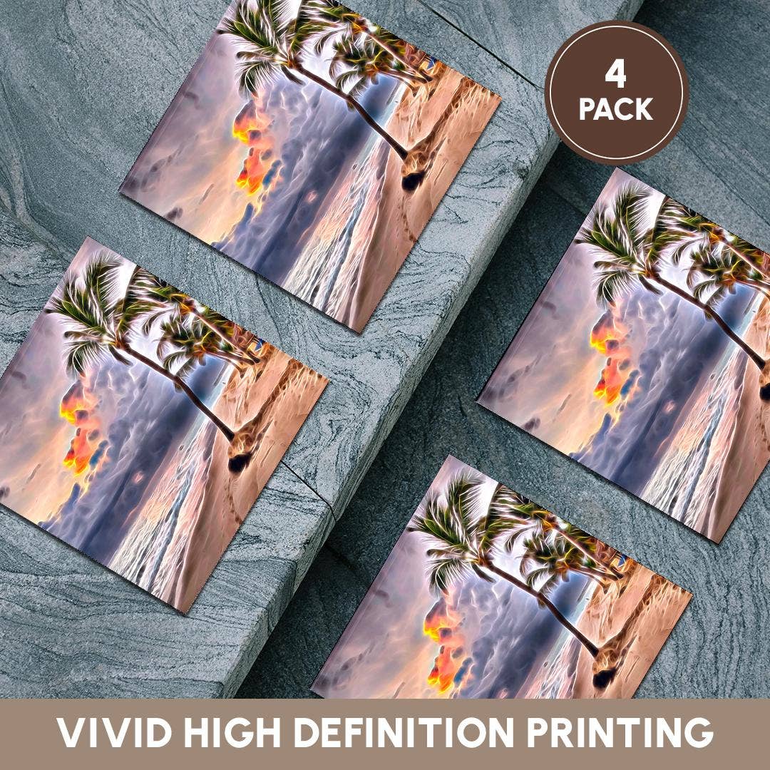 3dRose - Wholesale Coasters - 3dRose, Palm Trees On A Beach Against A Stormy Sea Light Infused Painting, Coaster5