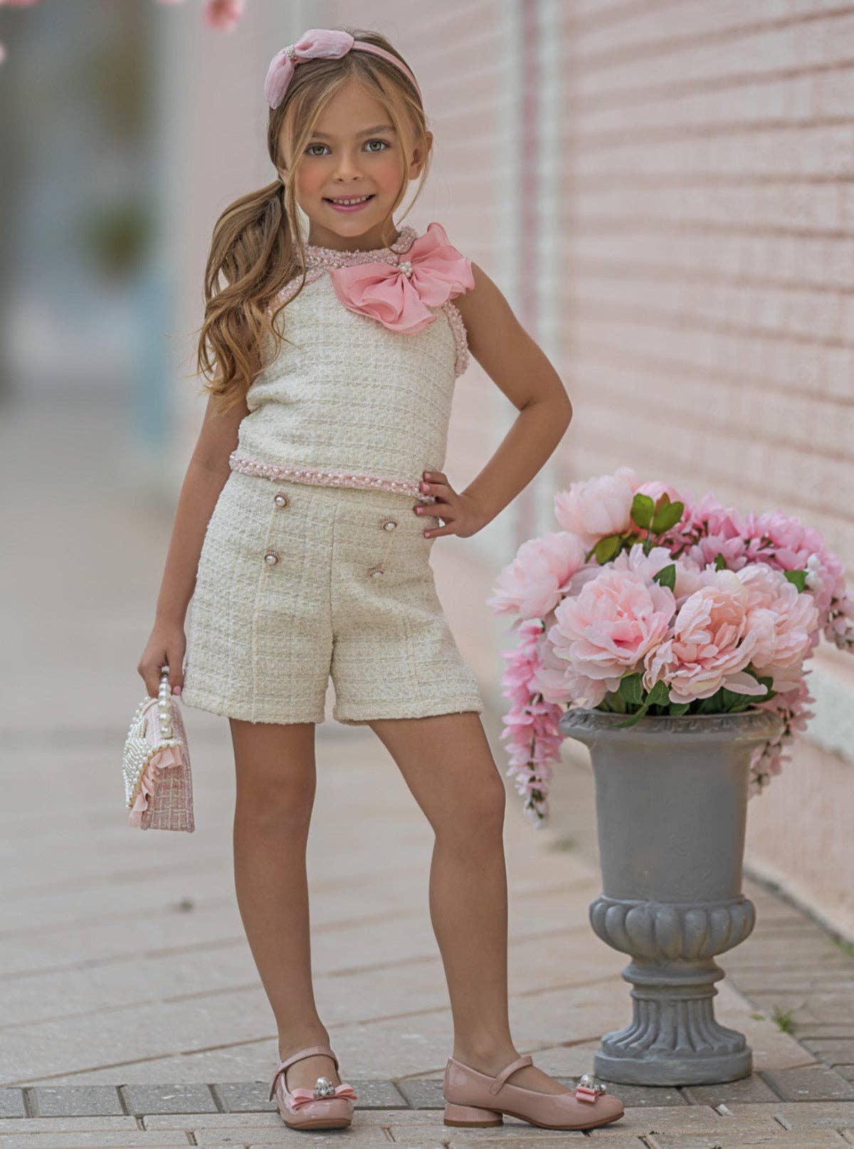 Ivory Confident Little Diva Halter Tweed Top And Short Set for wholesale on Faire1