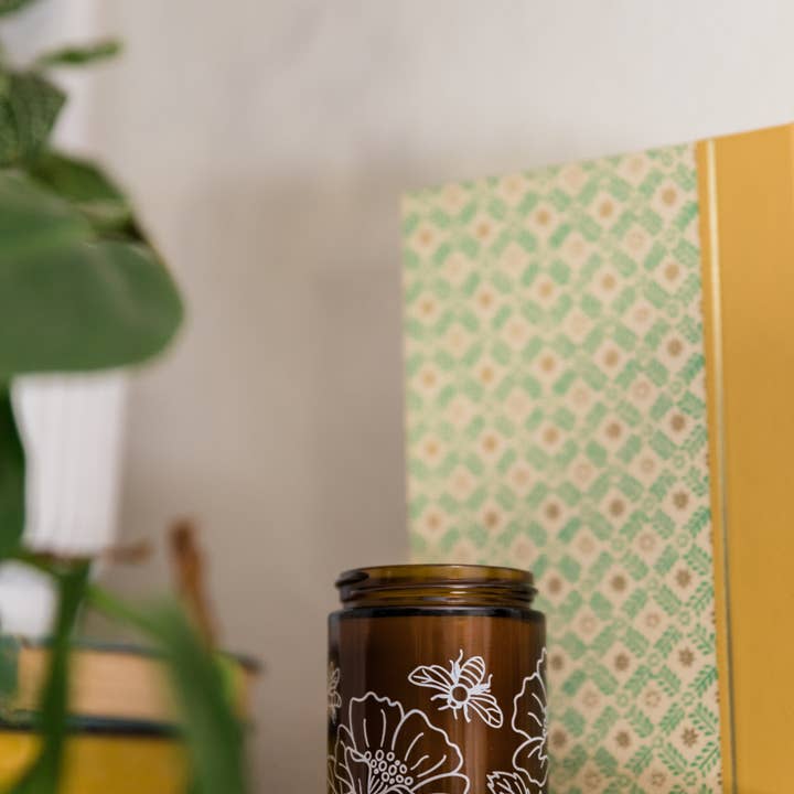 apis - Wholesale Jar/Filled Candle - beeswax candle - bee + wild roses2