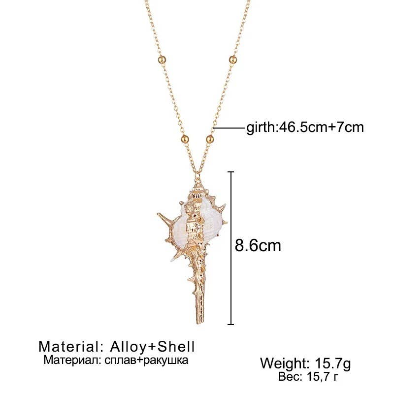 Syrrios Gifts LLC - Wholesale Pendant/Charm Necklace - Gold Sea Shell Pendant Necklace – Scallop, Murex, Whelk7