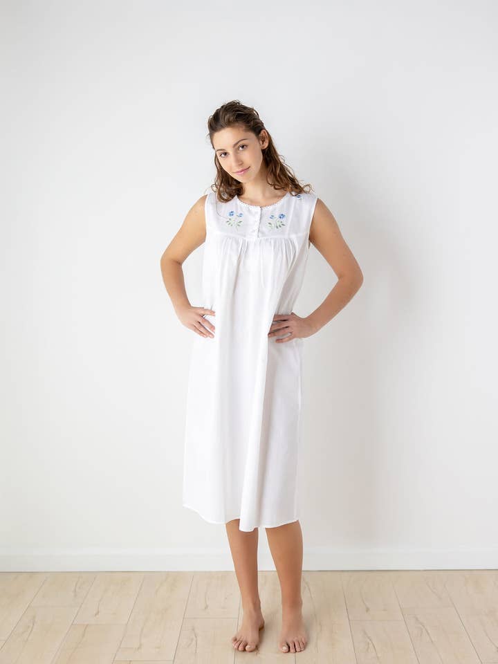 Jacaranda Living - Wholesale Nightgown - Women's - Clara White Cotton Nightgown