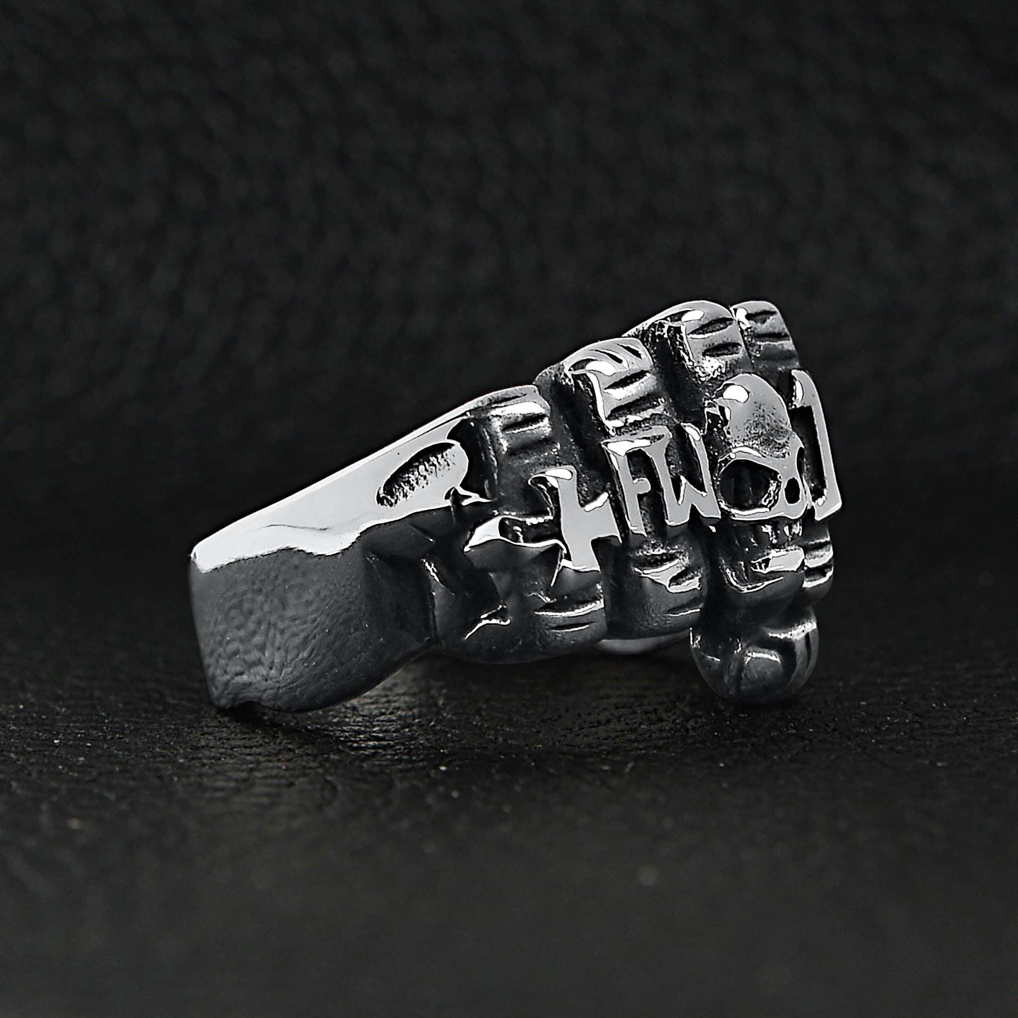 WJW - Wholesale Cocktail/Statement Ring - Stainless Steel Biker Rings Fist Ring4