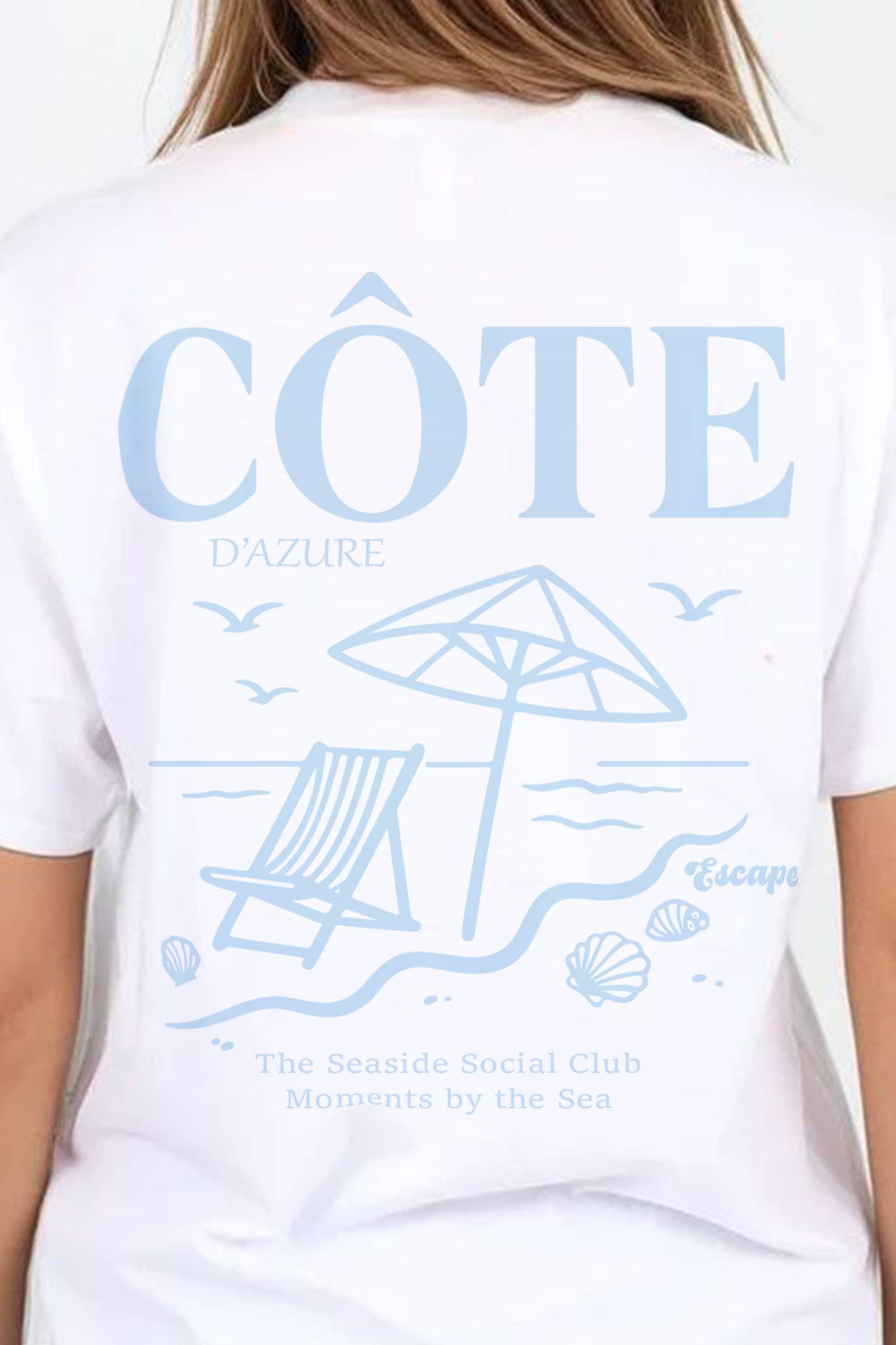 Blanco Camiseta de mujer de corte regular con estampado Côte D’Azure de venta al por mayor en Faire0