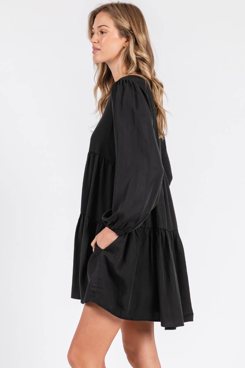 ZiA Apparel – wholesale Dress – Women's – Thin Denim Tiered Dress 5