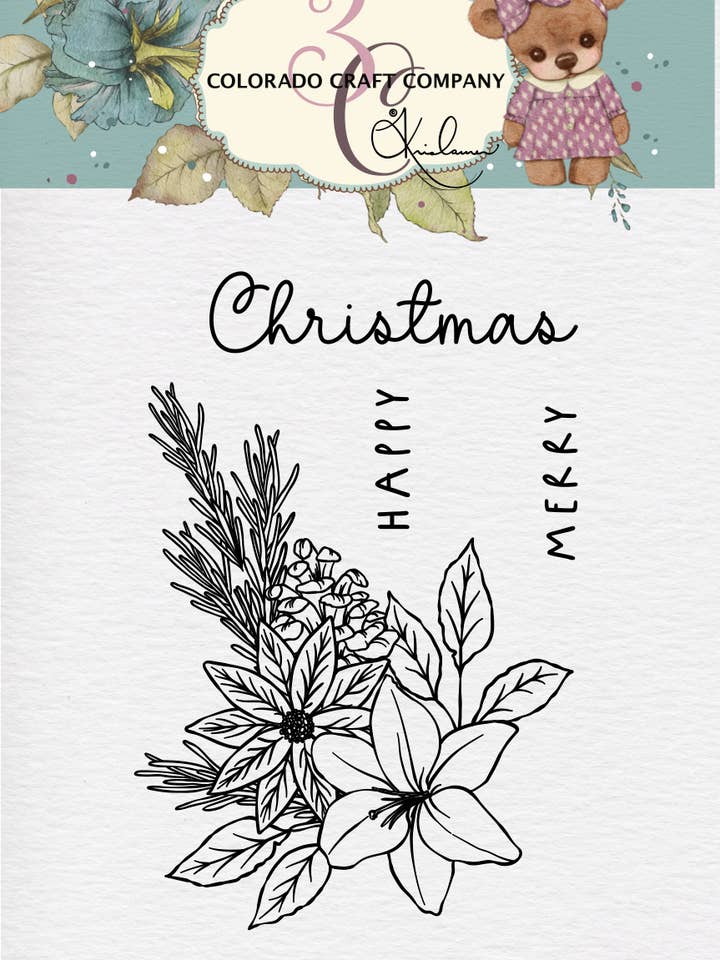 KL728-Kris Lauren~Floral Accent Mini 2 x 3 Clear Stamps for wholesale by Colorado Craft Company