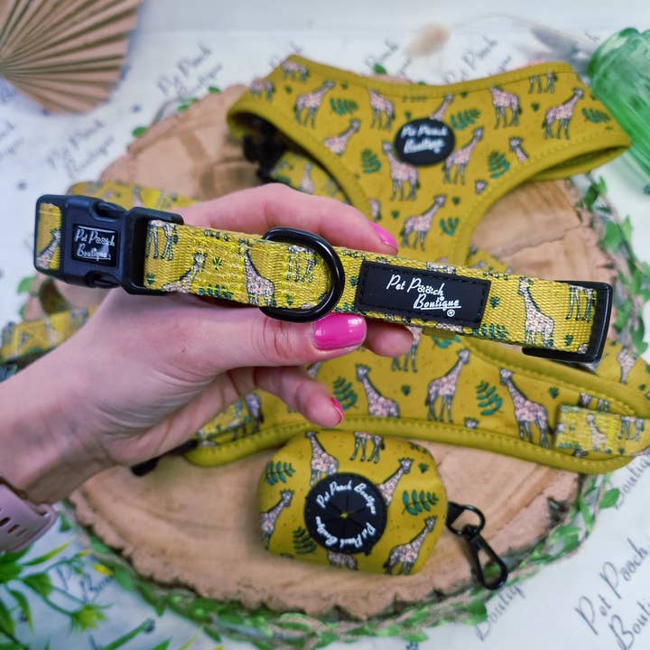 Wild Giraffe Dog Collar - Size XS-M (safari/animals) for wholesale by Pet Pooch Boutique