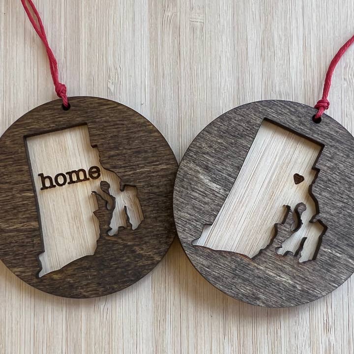 Rhode Island Wooden Ornament (Two Styles) for wholesale by Juniper & Spruce