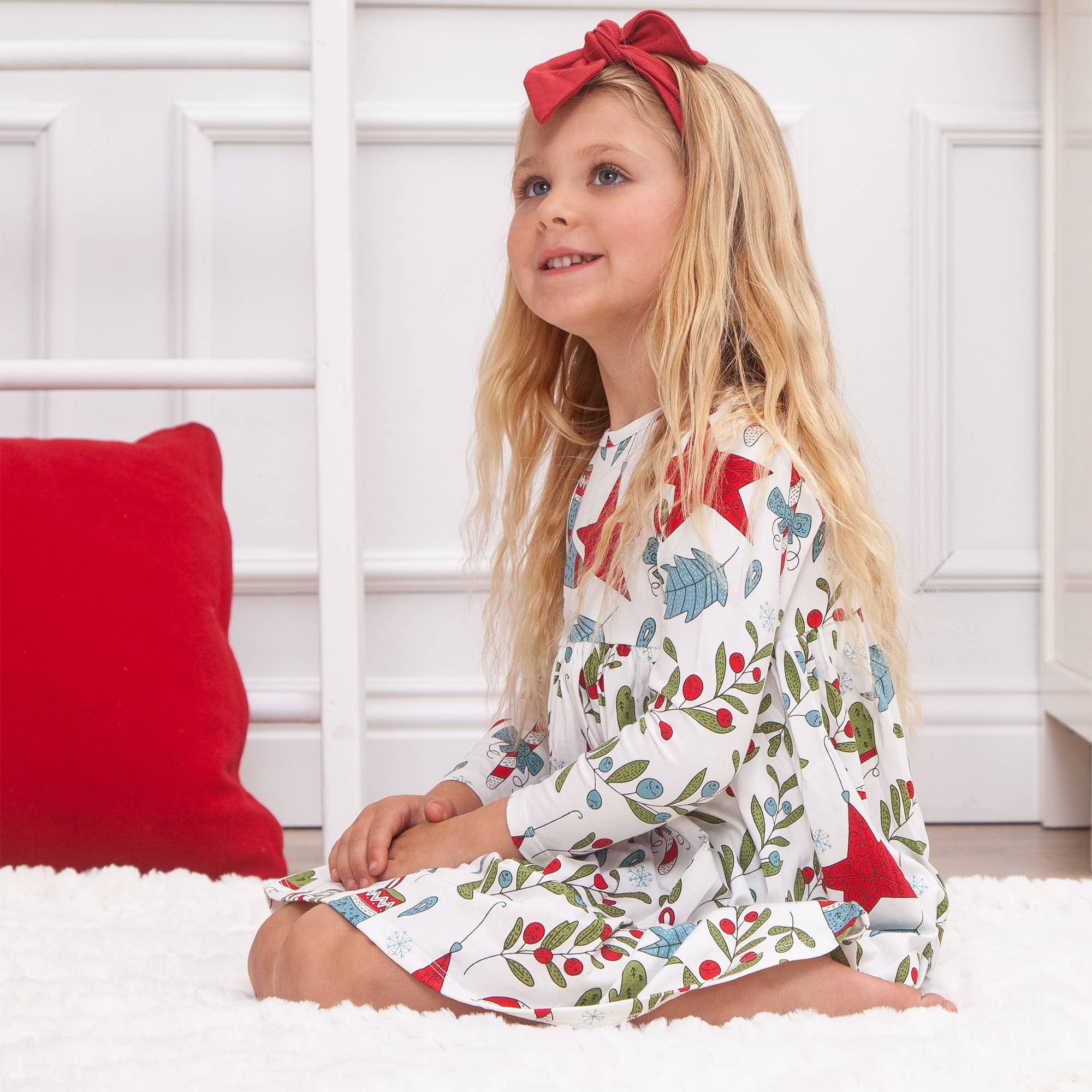 Tesa Babe - Wholesale Jurk - Kinderen - Bamboe-jurk met kerststerren voor meisjes1