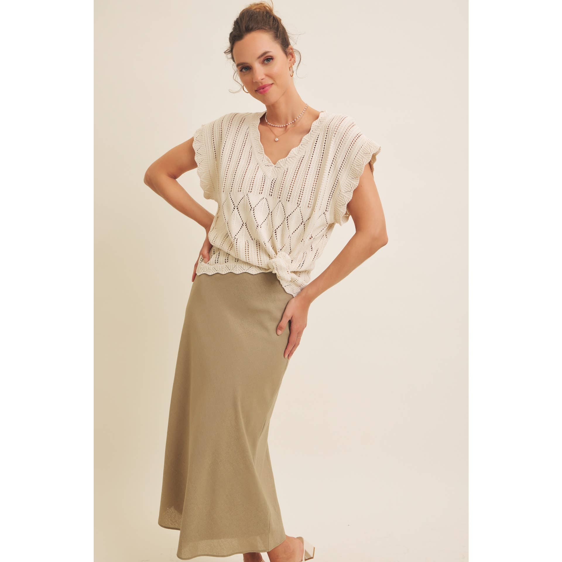 in february - Wholesale Skirt - Women's - VISCOSE LINEN BLEND BIAS CUT MAXI SKIRT WITH LINING3