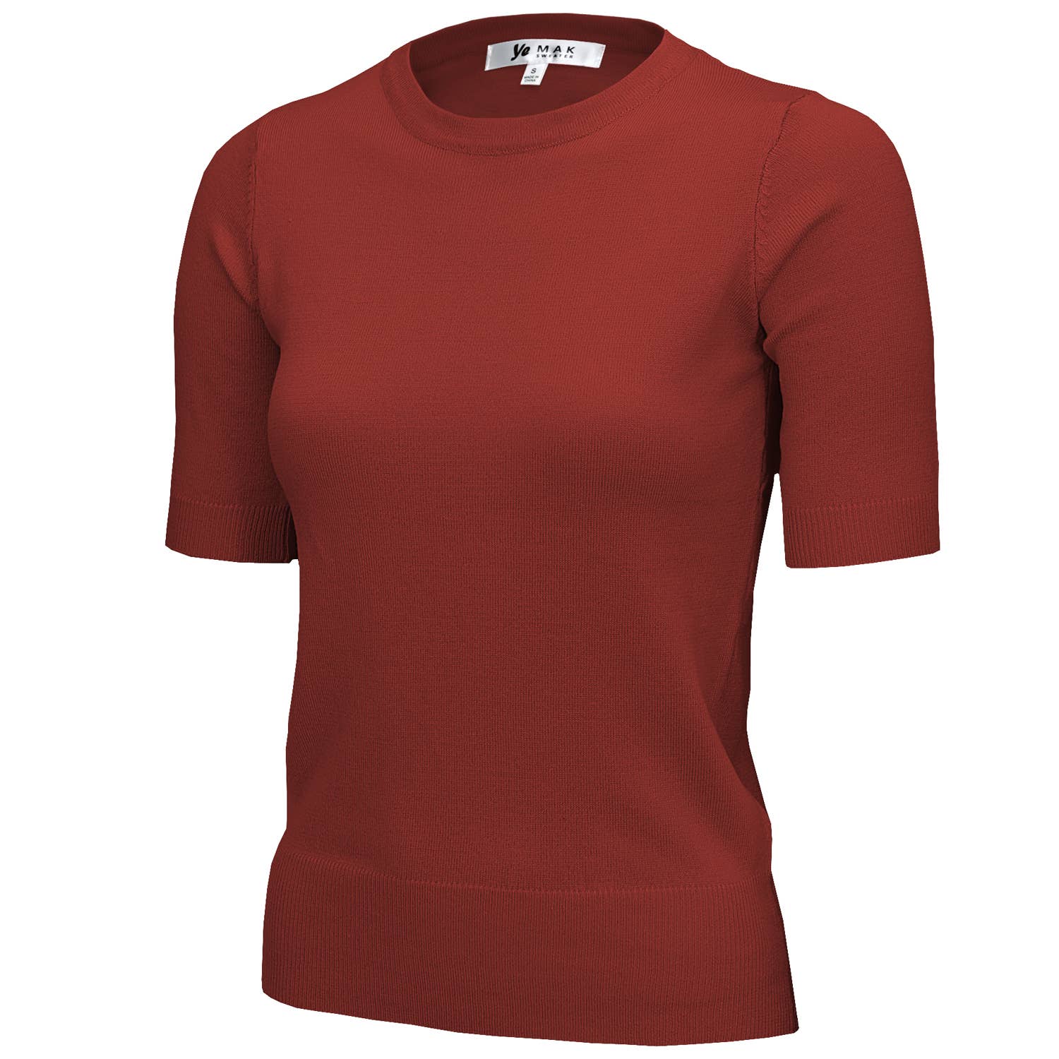 Mak – Engroshandel Strikket top - Dame – Halv-ærmet Crewneck Letvægts blød pullover Tee MK3664Y67