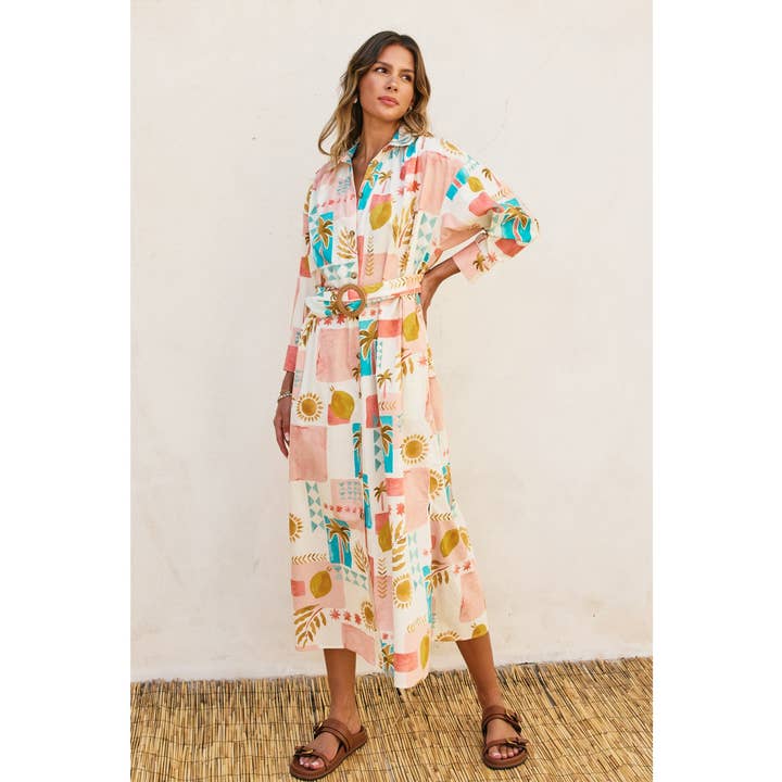 AMALFI COAST Moroccan Spring Buckled Belt Shirt Dress for wholesale on Faire