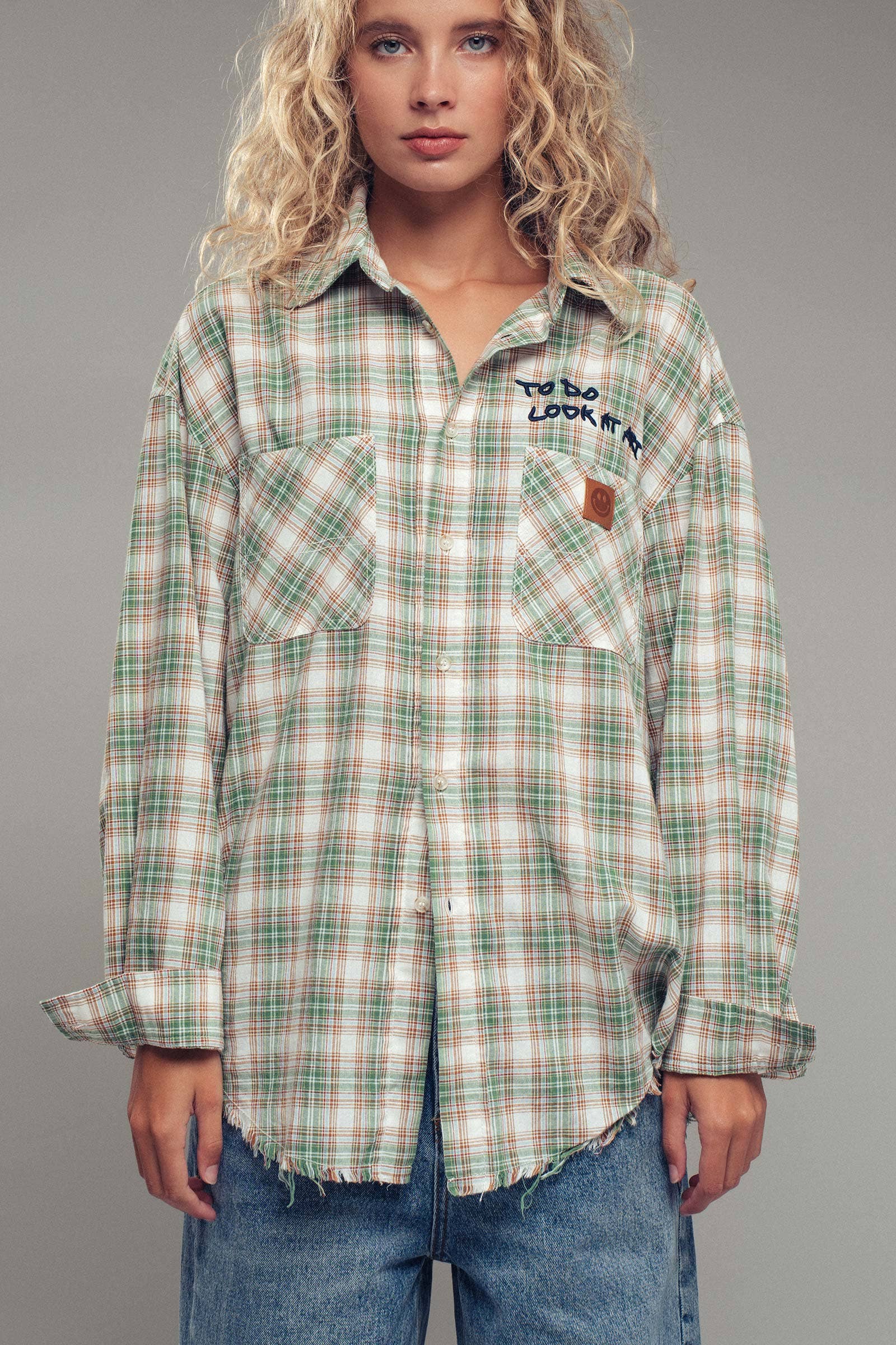 Urban Daizy - Wholesale Button Down Shirt - Women's - "TO DO LOOK AT ART" Embroidered Boho Top8