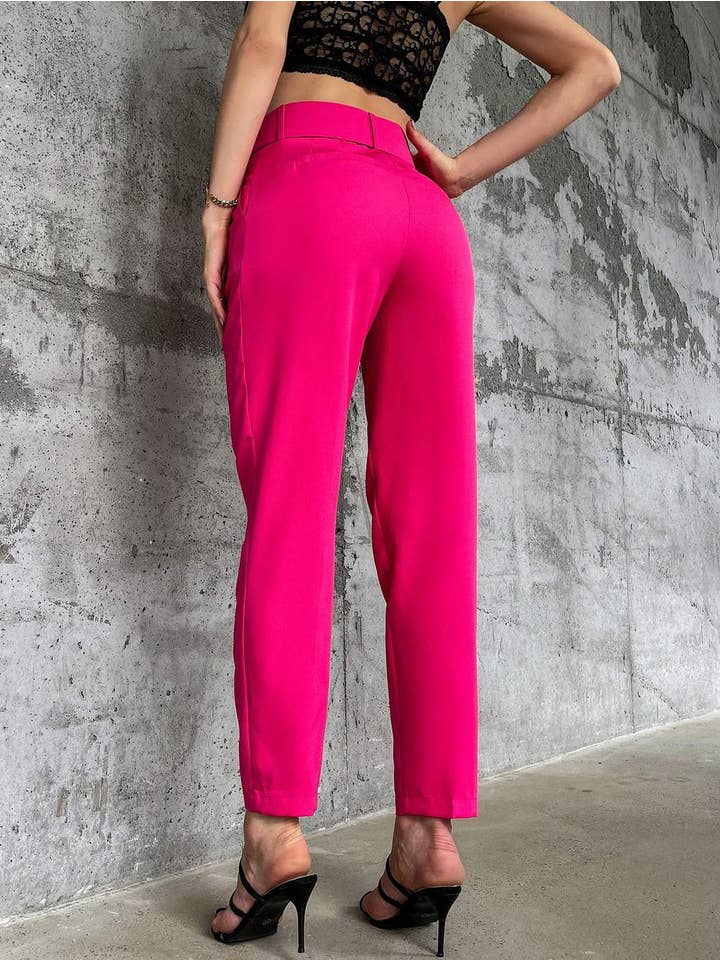 Queen Fashion - Wholesale Pants - Women's - solid belted tapered pants5