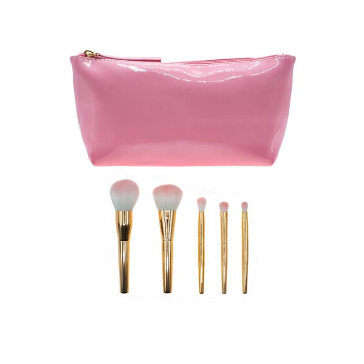 5 Piece Travel Makeup Brush Set with Convenient Carry Case for wholesale by TRAVALO