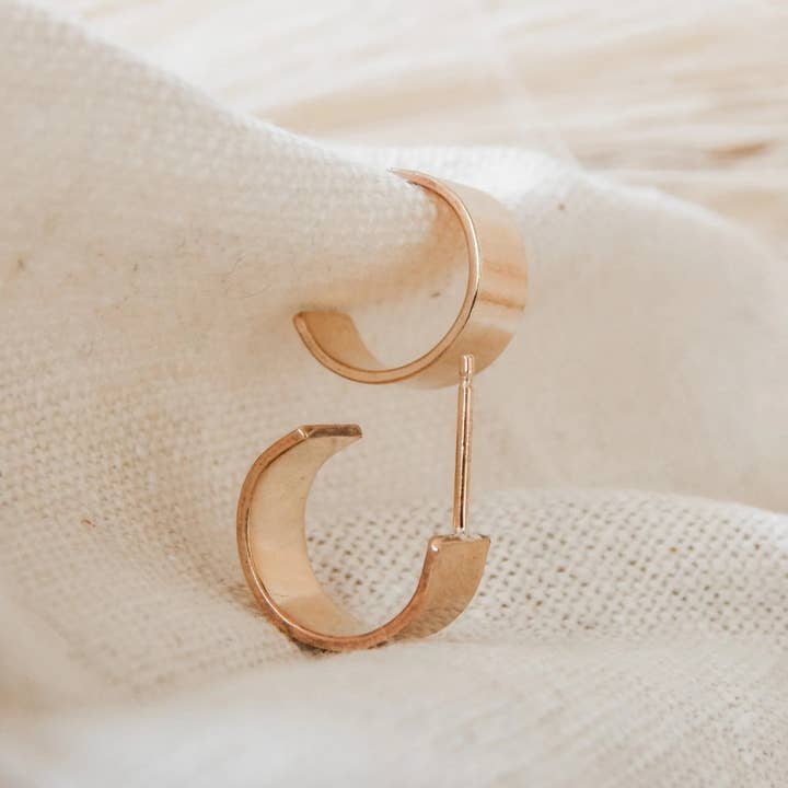 Barberry & Lace Handmade Jewelry - Wholesale Huggie Earrings - Thick Huggie Hoop Earrings | 14k Gold Fill & Sterling Silver6