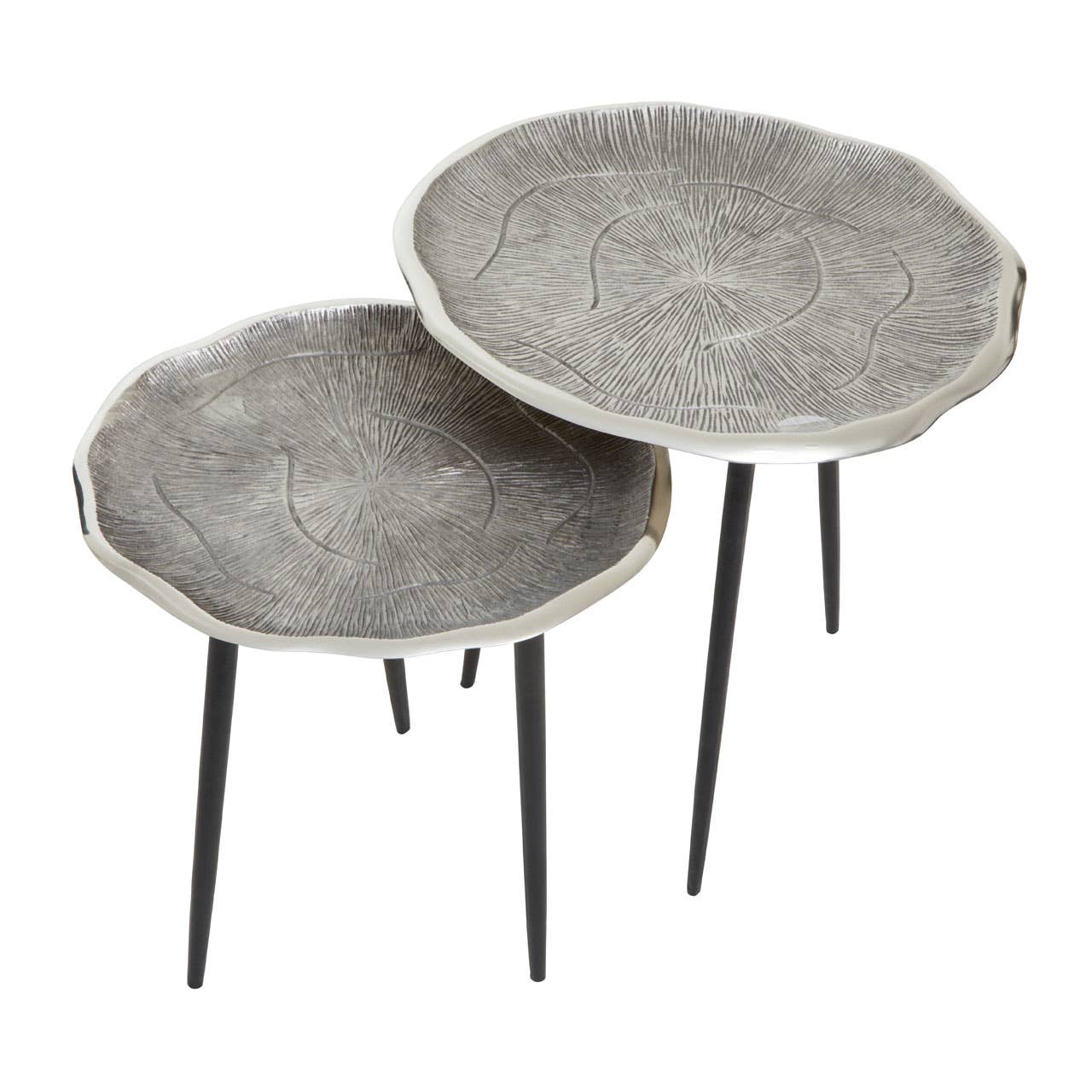 Fifty Five South – wholesale Side table – Silva Set Of Two Oak Effect Silver Top Side Tables3