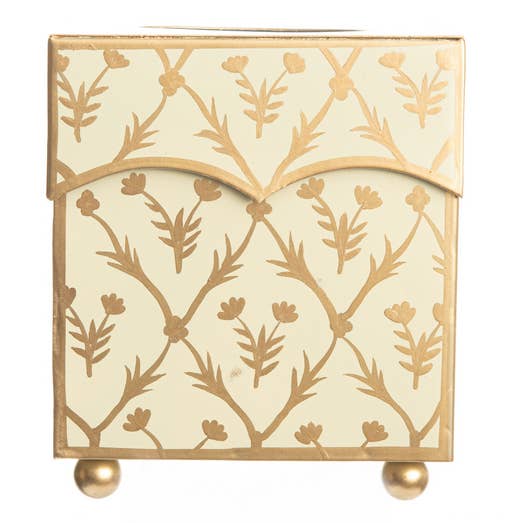 Ivory & Gold Tulip Tissue Holder for wholesale by The Enchanted Home