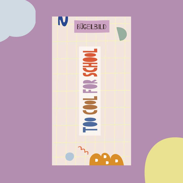 Iron-on transfer "Too Cool For School" for wholesale by Modern Kids Art