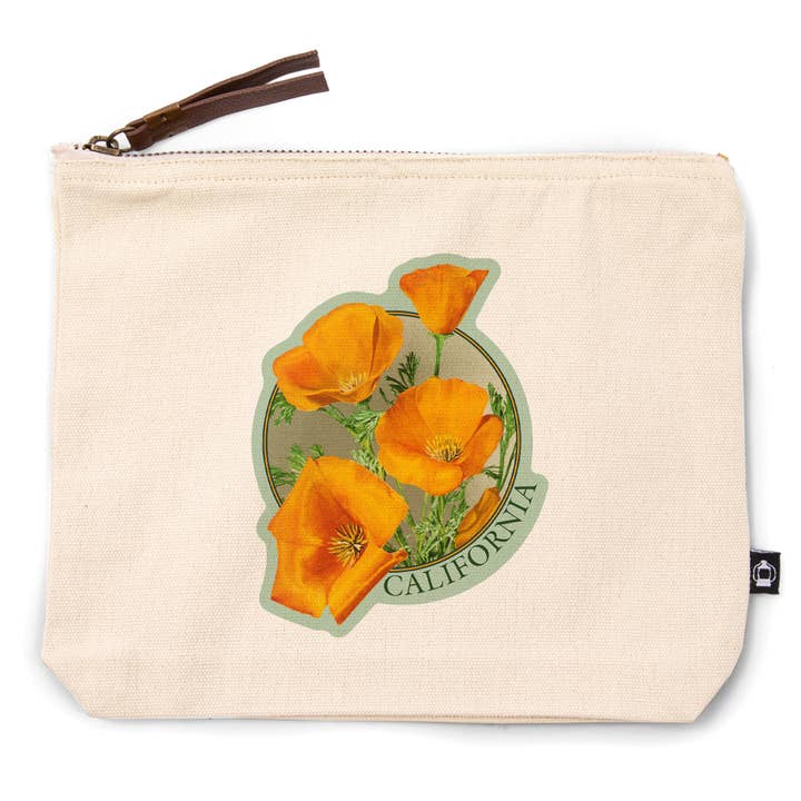 GO BAG POUCH California, Poppy Flowers for wholesale by Lantern Press