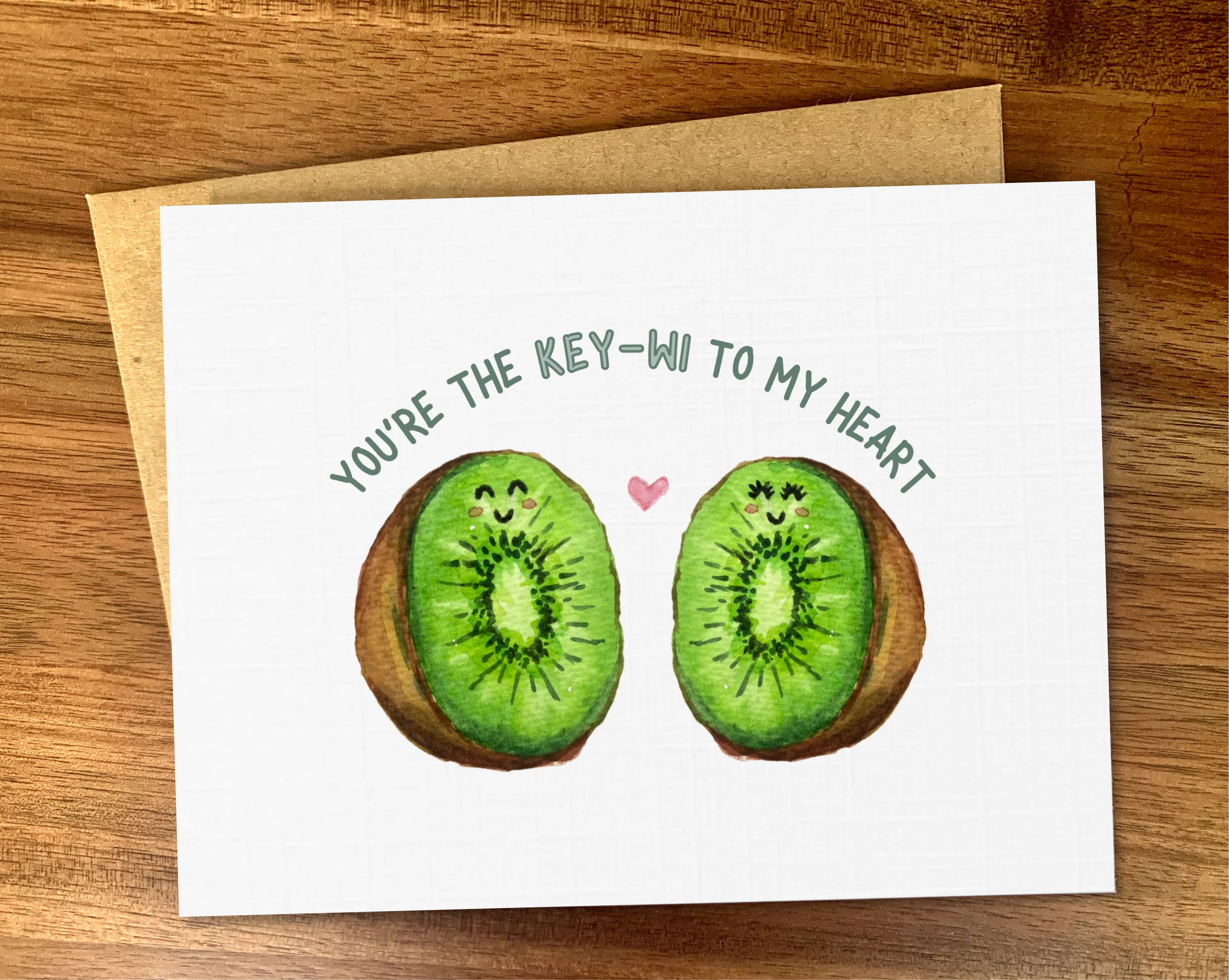 Pink Hill Press - Wholesale Love Card - Cute kiwi fruit card, Cheesy food pun, Birthday /anniversary