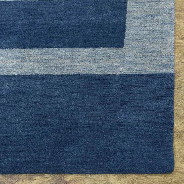 Hand Knotted Loom Wool Area Rug Blue Light Blue L0B904 for wholesale on Faire4