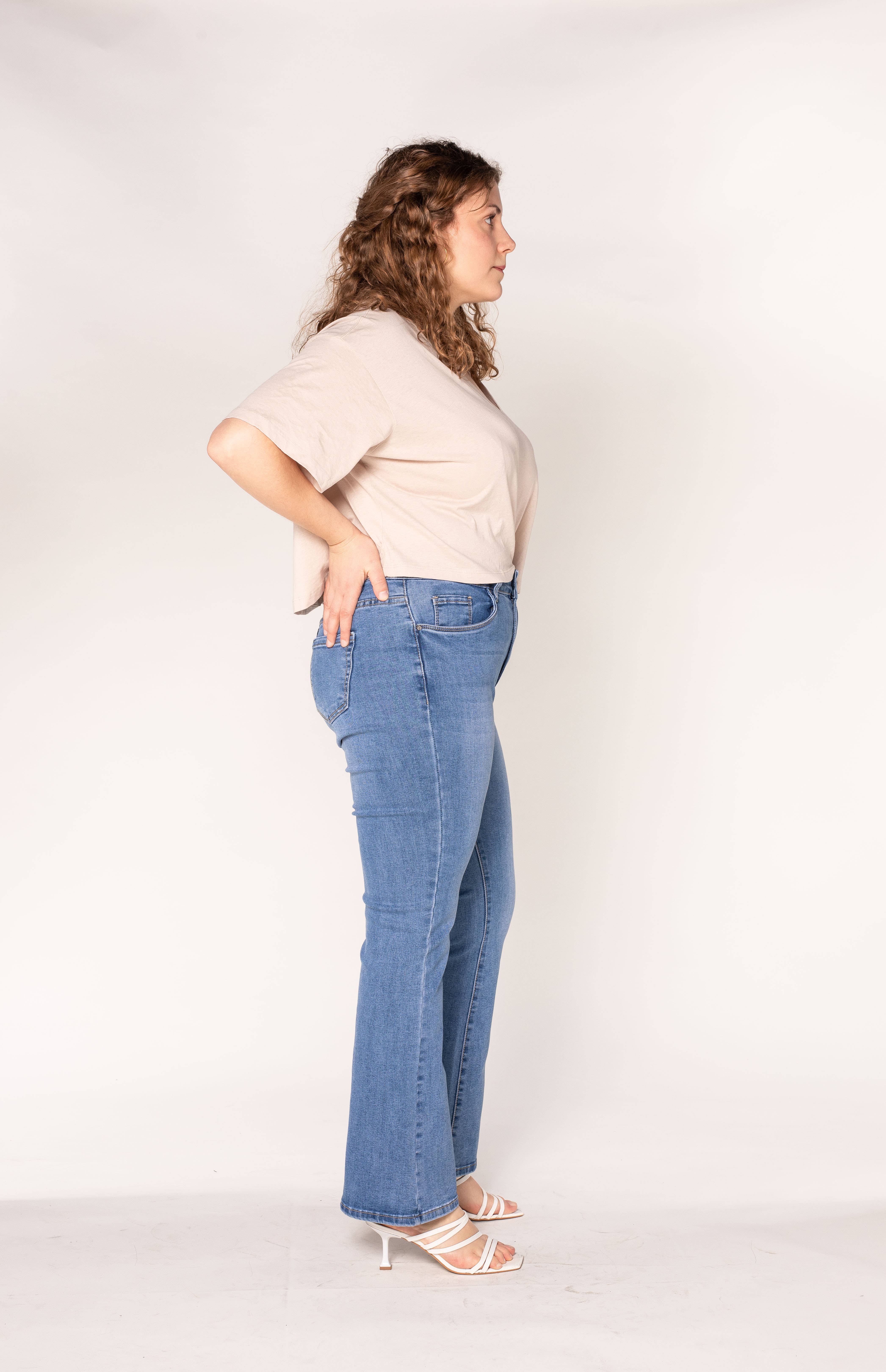 Nina Carter - Vendita all'ingrosso Jeans - Donna - Jeans a zampa elasticizzati vita alta per curve taglie comode (P201)10