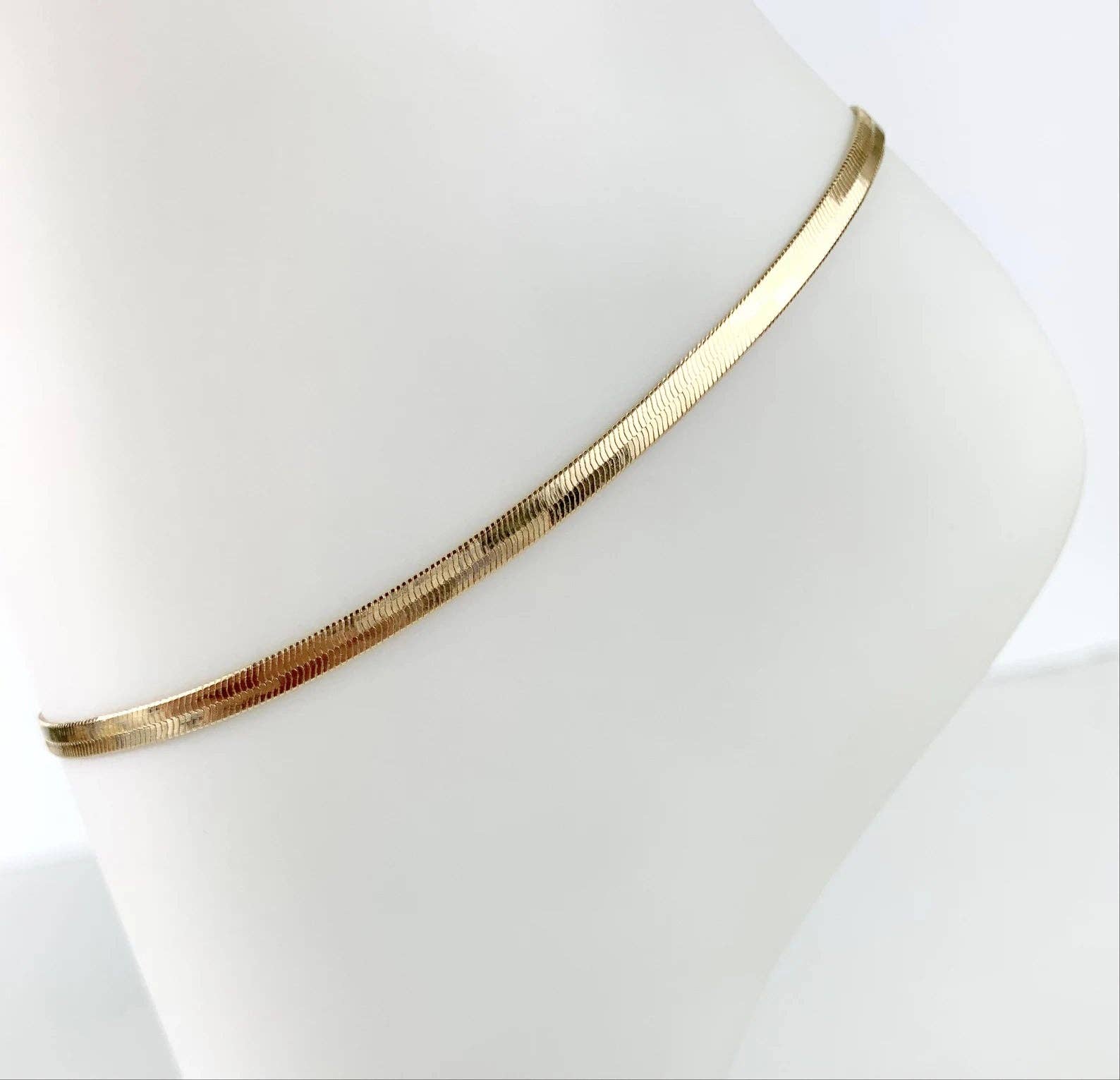 Luxus Accessories – Engroshandel Ankelkæde – 14 k guld fyldt almindeligt sildeben Link Ankelkæde 3.1mm Thicknes3