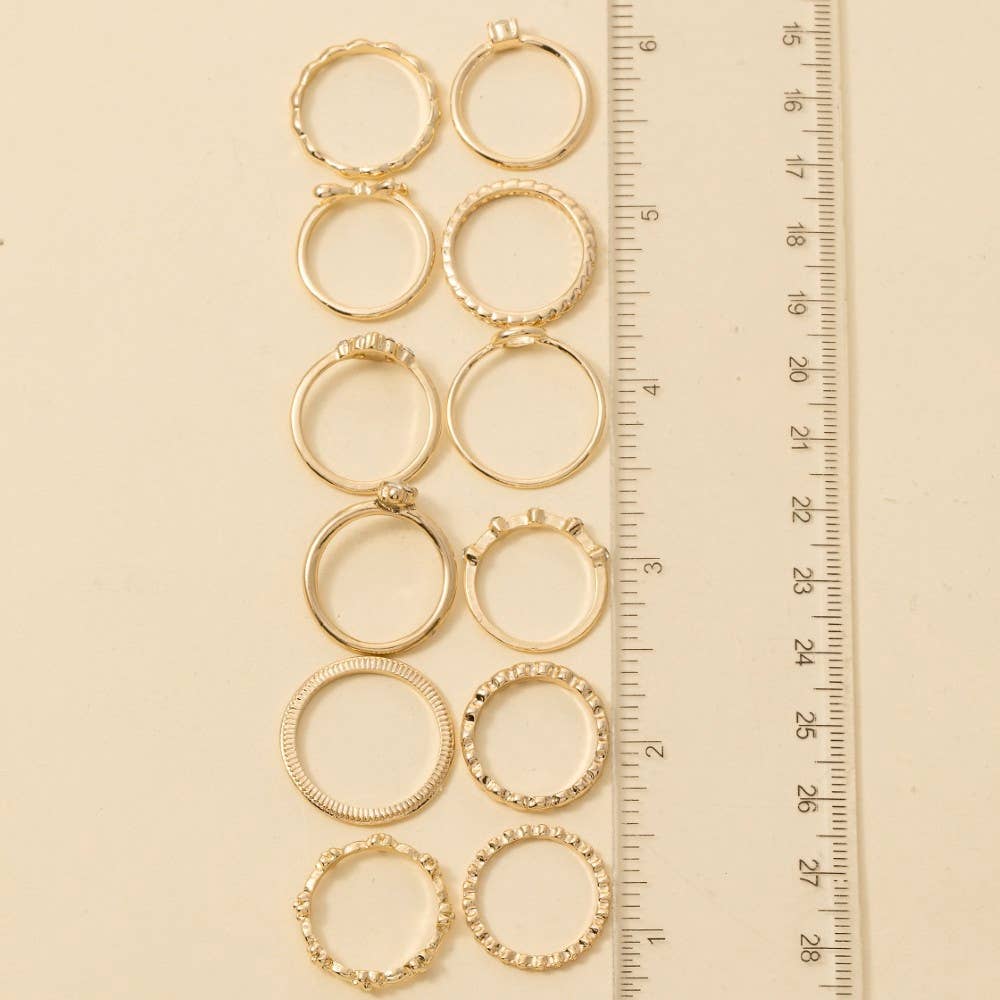 GDCRM Assorted Twelve Piece Pearl Ring Set for wholesale on Faire2