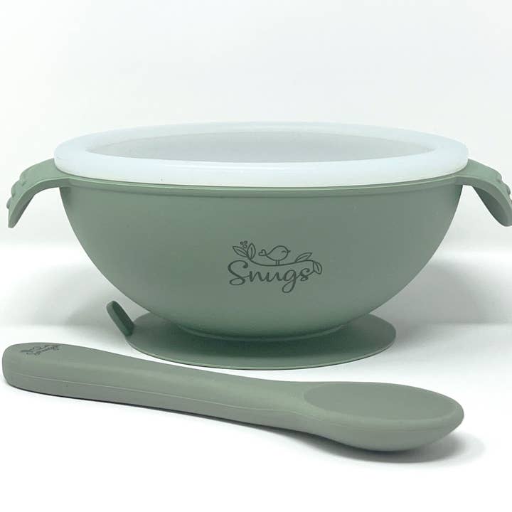 Silicon Bowl with Lid and Spoon for wholesale by Snugs Baby