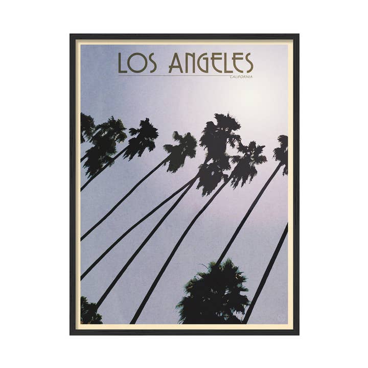 Los Angeles Palm Trees Wall Art | LA Retro Travel Poster for wholesale by Places & Spaces Art Co.
