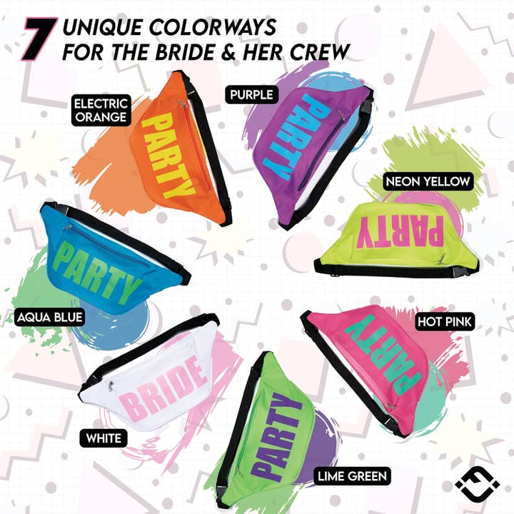 Funky Junque - Wholesale Belt Bag - Women's - 3 Pack: Party Neon Fanny Pack3