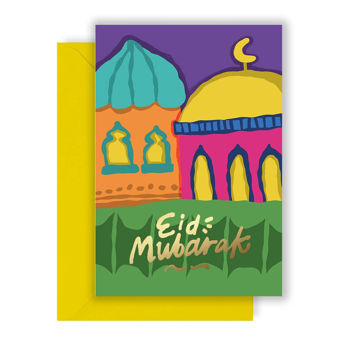 The Playful Indian – wholesale Eid & Ramadan card – Colourful Buildings Eid Greeting Card 010
