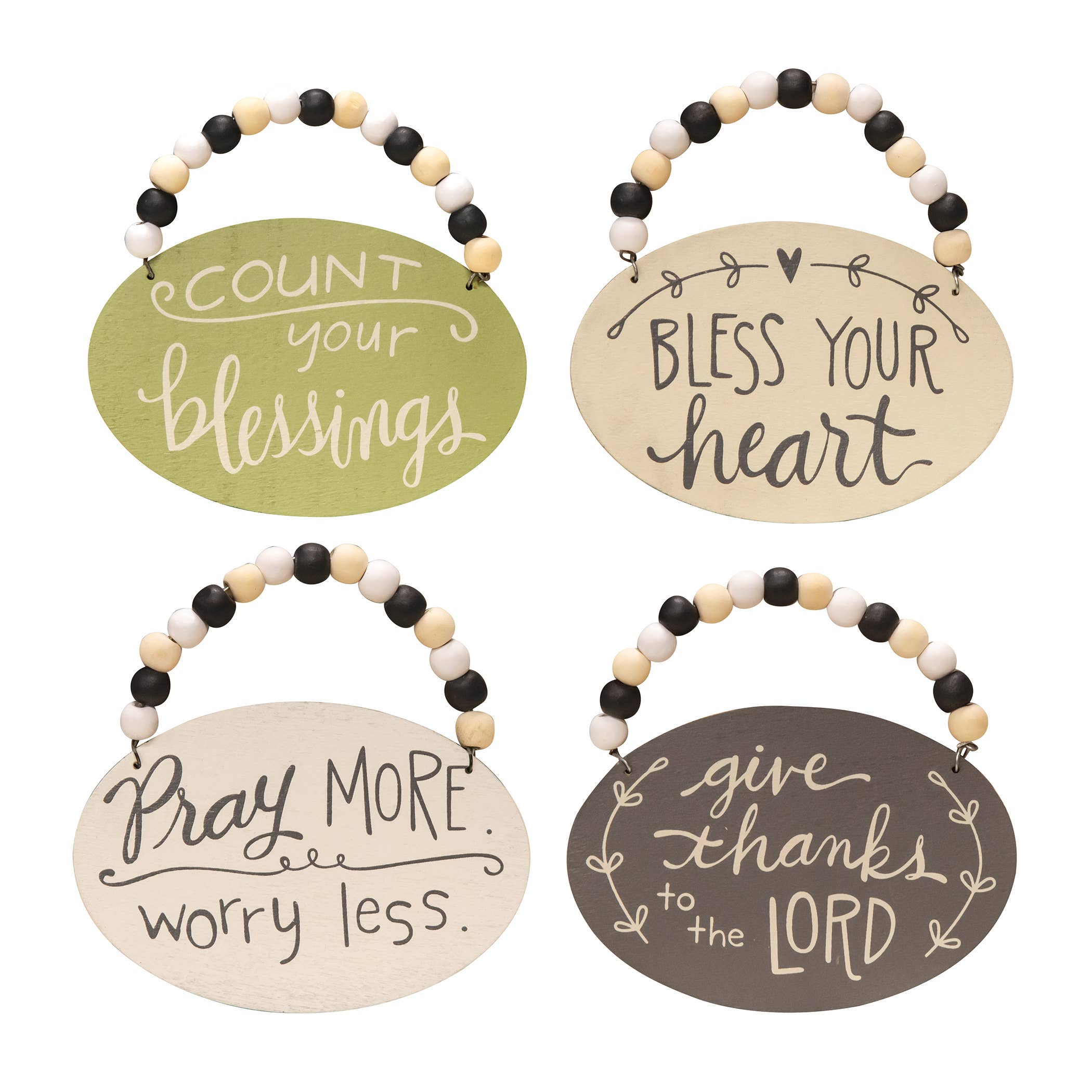 The Hearthside Collection - Vente Lots de décorations - Lot de 4 décorations perlées Count Your Blessings0