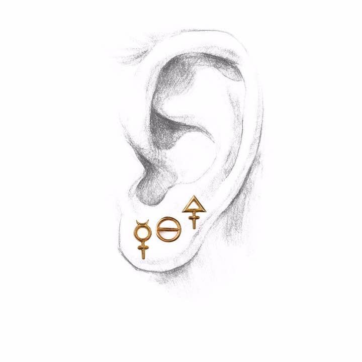 Rachel Entwistle Jewellery - Vente Clous d'oreille - Clous d'oreilles Tria Prima Doré Vermeil