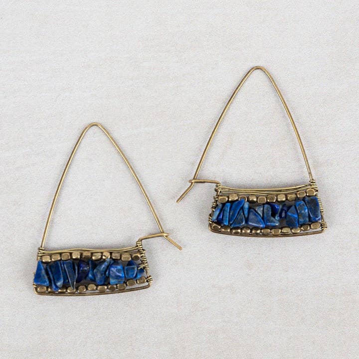 Ten Thousand Villages - Wholesale Dangle Earrings - Teja Lapis Drop Earrings0