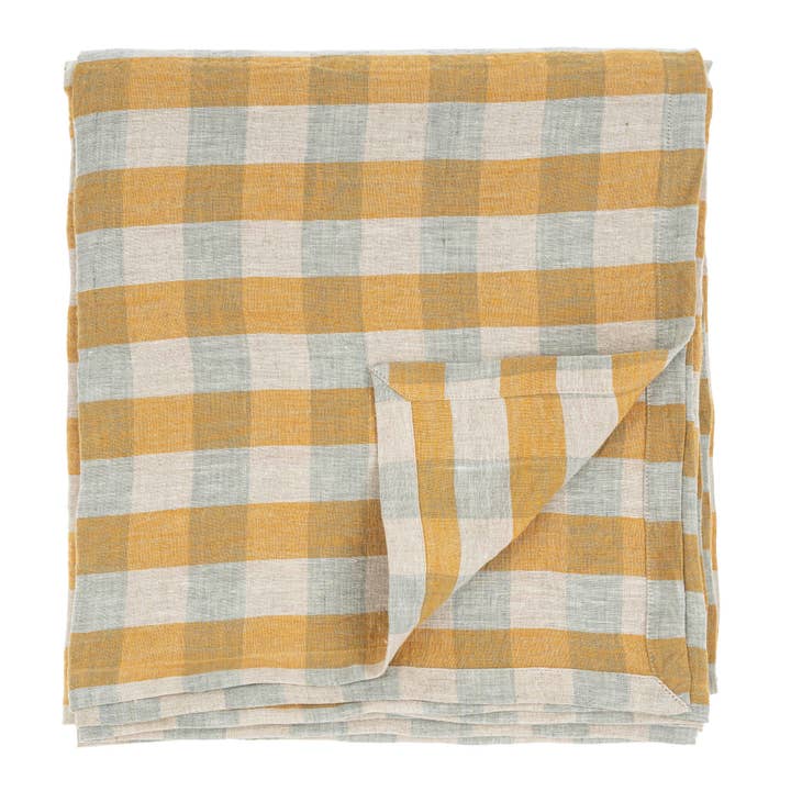 Linen Gingham Tablecloth Yellow for wholesale by Indaba Trading