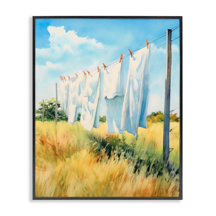 Kledinglijn in Winderige Weide - Ingelijste Muurkunst voor wholesale door Stupell Industries
