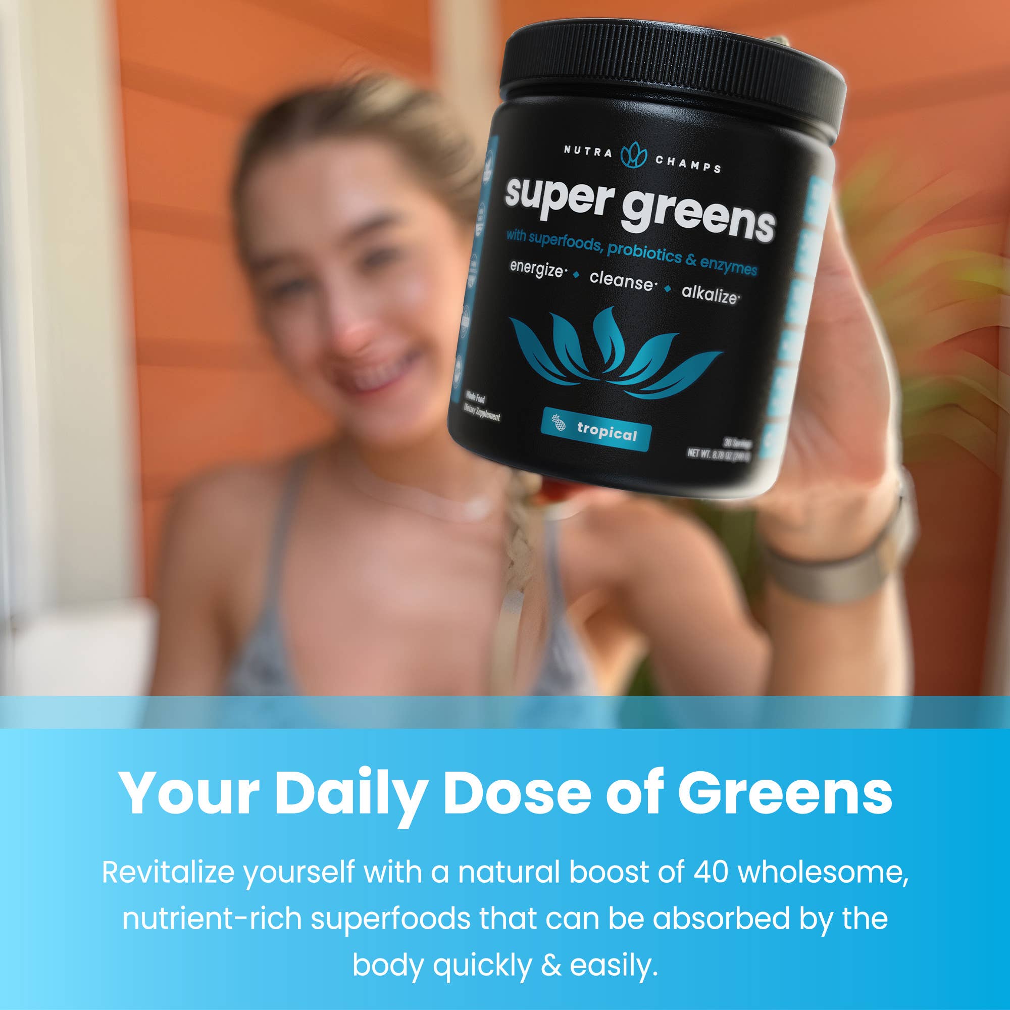 NutraChamps - Venta al por mayor Suplementos/vitaminas para beber - Super Greens Tropical Powder - Superalimento de primera calidad 2