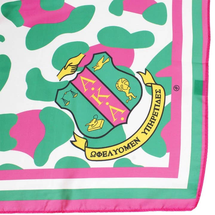 Pink and Green AKA Sorority Leopard Print Square Scarf for Women for wholesale on Faire