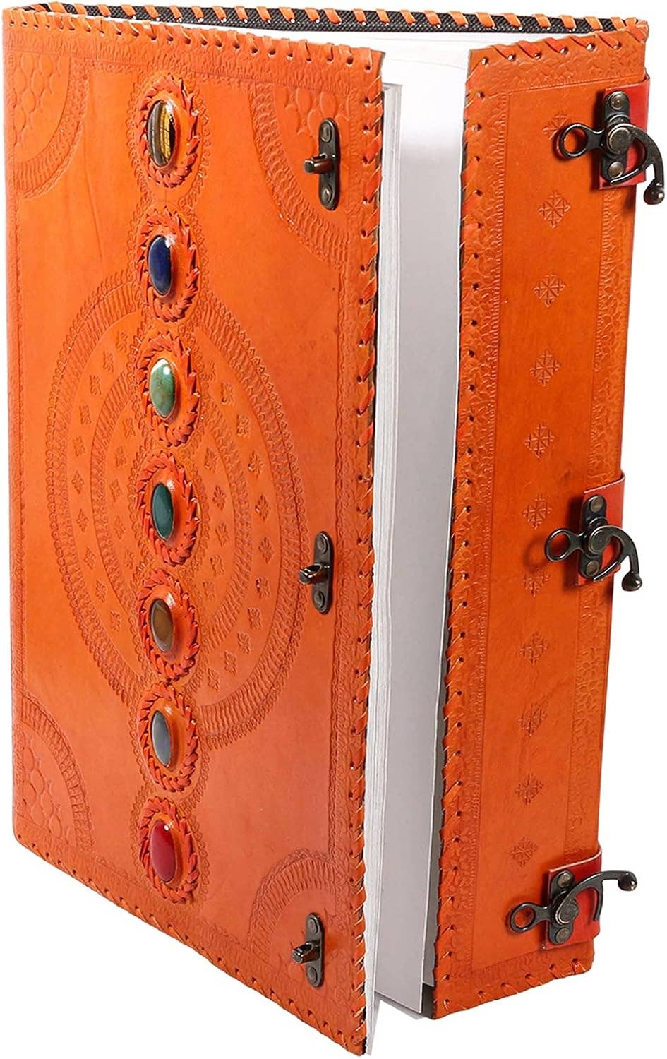 Tuzech Leather - Wholesale Journal/Diary - Seven Chakra Leather Journal – Handmade Embossed Diary 13"38