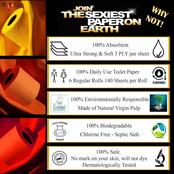 ROLL-LUX - Wholesale Toilet Paper - Case of 4 Multicolor Toilet Paper Gift boxes 3 Ply 6 Rolls3