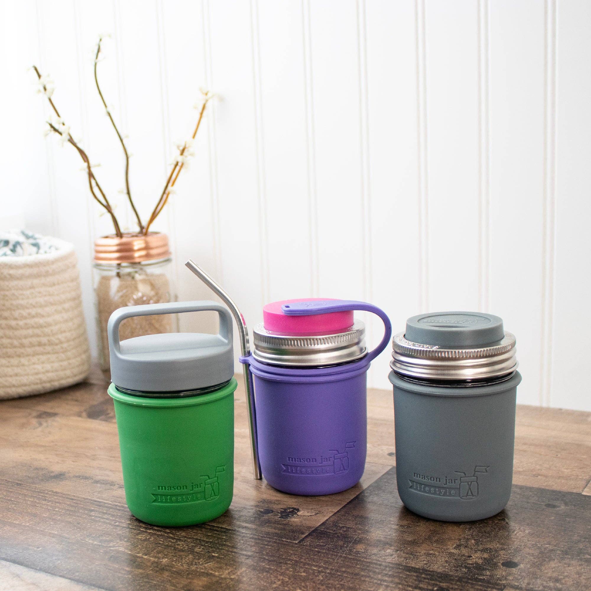 Mason Jar Lifestyle - Vente Housses de boisson - Manchon en silicone pour bocaux Mason d'une demi-pinte à bouche régulière de 8 oz5